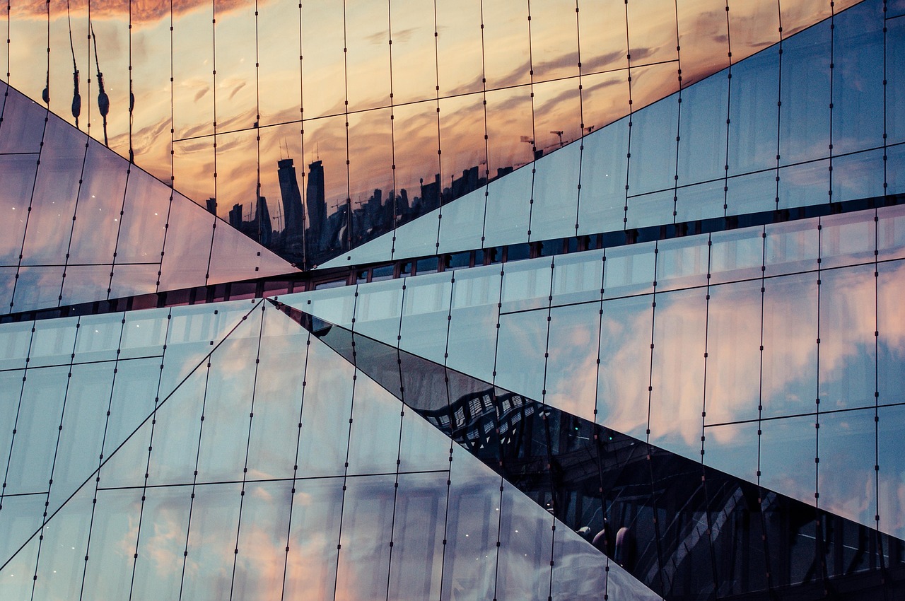 facade, glass facade, building, modern, reflection, architecture